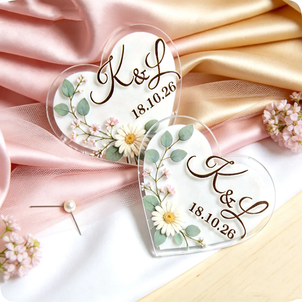 80Pcs Personalized Acrylic Pins, Print Your Crest and Monogram Wedding Favors,Minimal Guest Keepsakes,Wedding Boutonniere