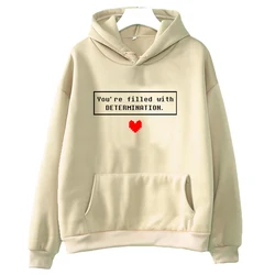 Undertale Game Hoodies You're Filled with Determination Sweatshirt Heart Graphic Printed Pullovers for Women Korean Fashion Tops