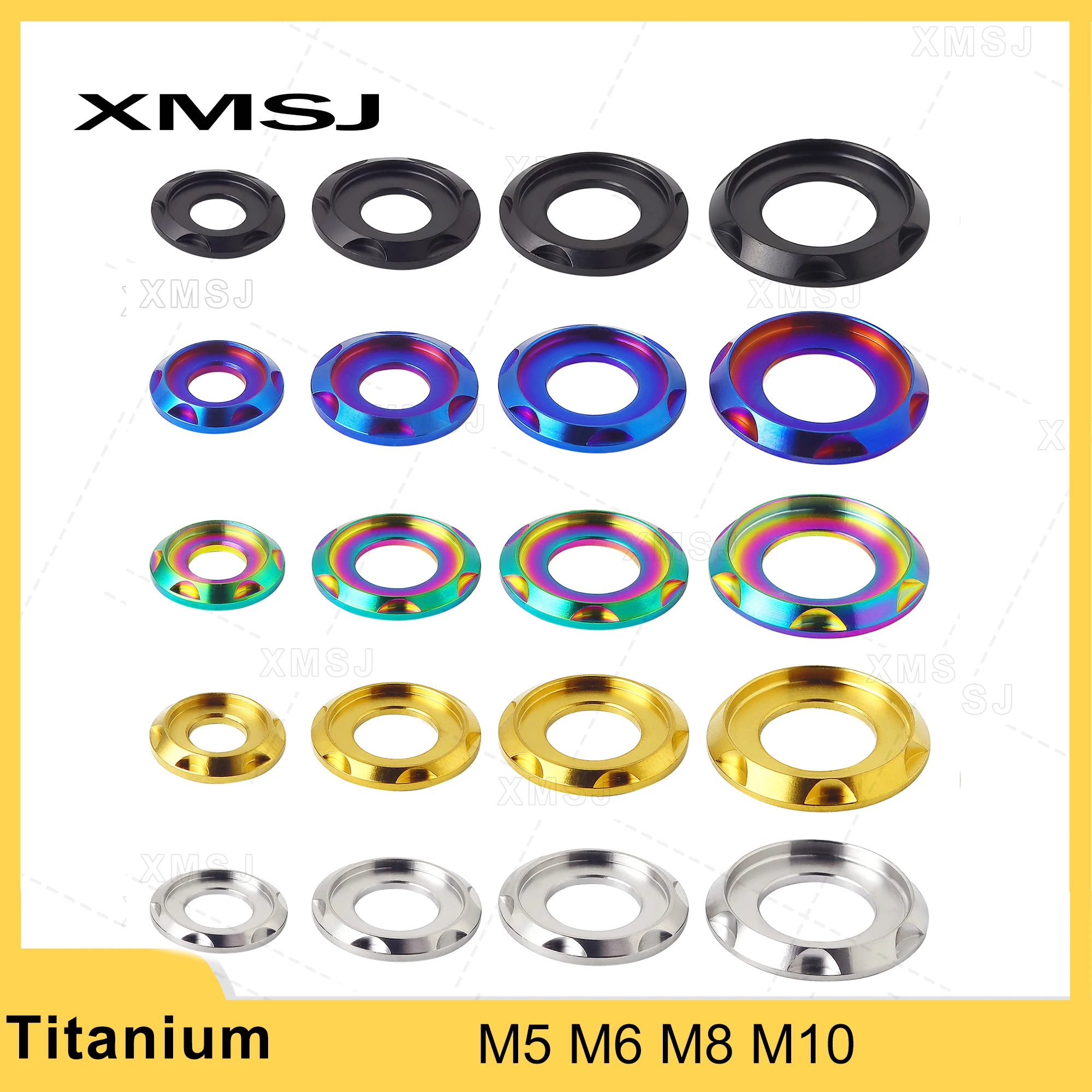 XMSJ Titanium Washer M5 M6 M8 M10 Flange Screw Spacer Fancy Decorative Patterned Step Gasket for Bike Motorcycle Car Washer