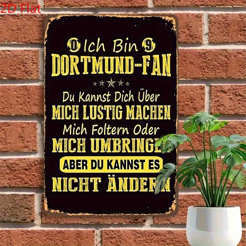 2D-Grafik – Retro-Metallschild „I'm a Borussia Dortmund“ – rustikale schwarze und gelbe Wandverkleidungen, geeignet für nur Männer
