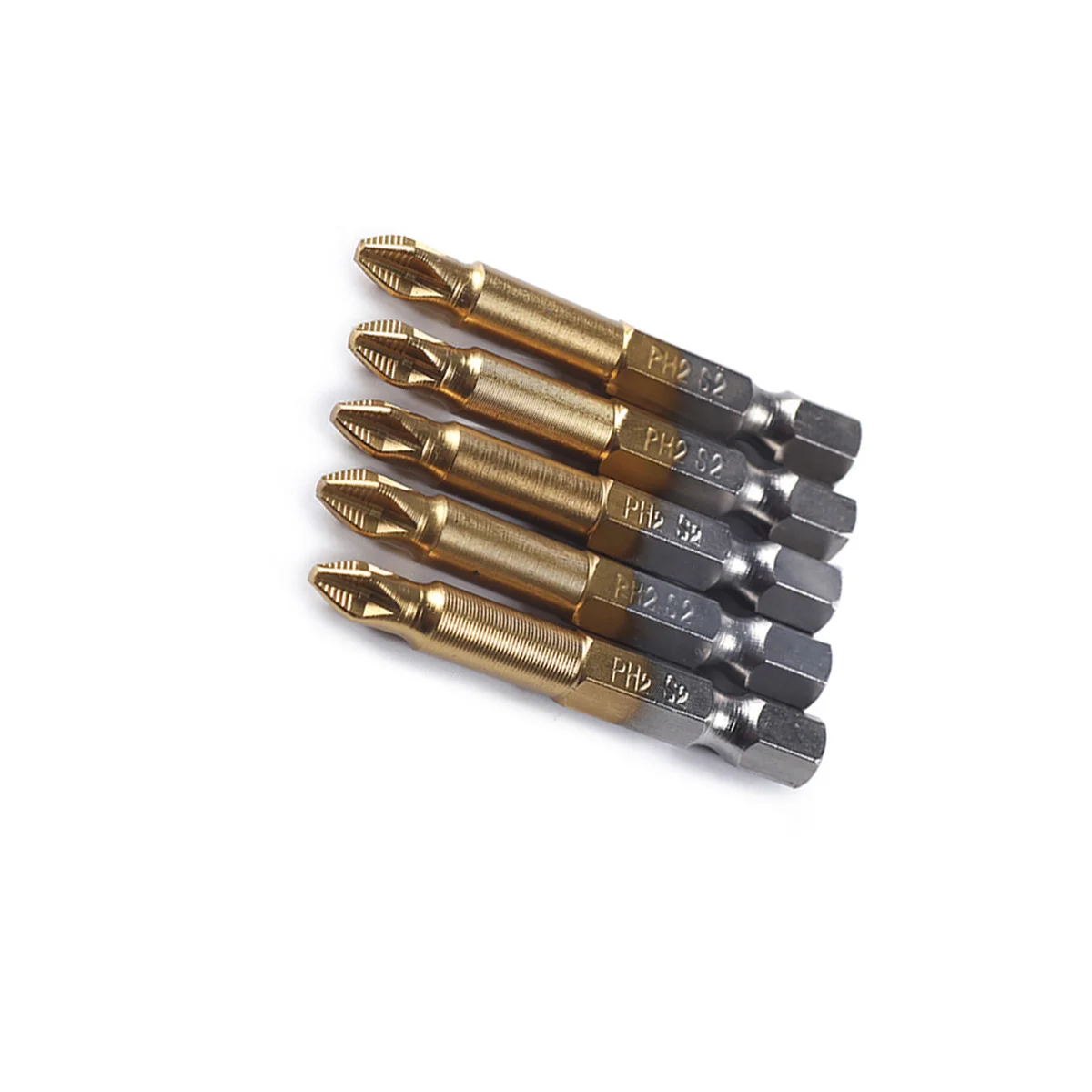 5 stuks antislip titanium gecoate schroevendraaierbits 50 mm Ph2 magnetische zeskant voor mechanische reparatie elektronische apparaten premium legering