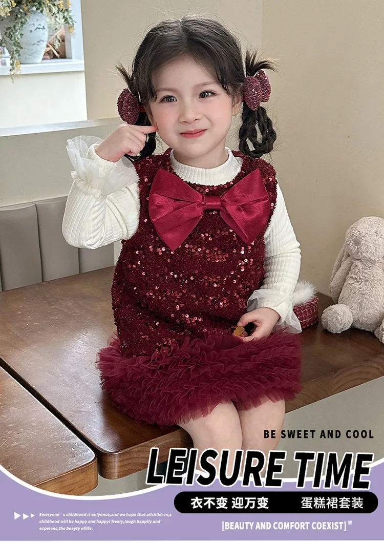 فستان بناتي لربيع وخريف 2025 بدلة أطفال جديدة للفتيات الصغيرات سترة خريفية تنورة مجموعة أطفال غير رسمية #5