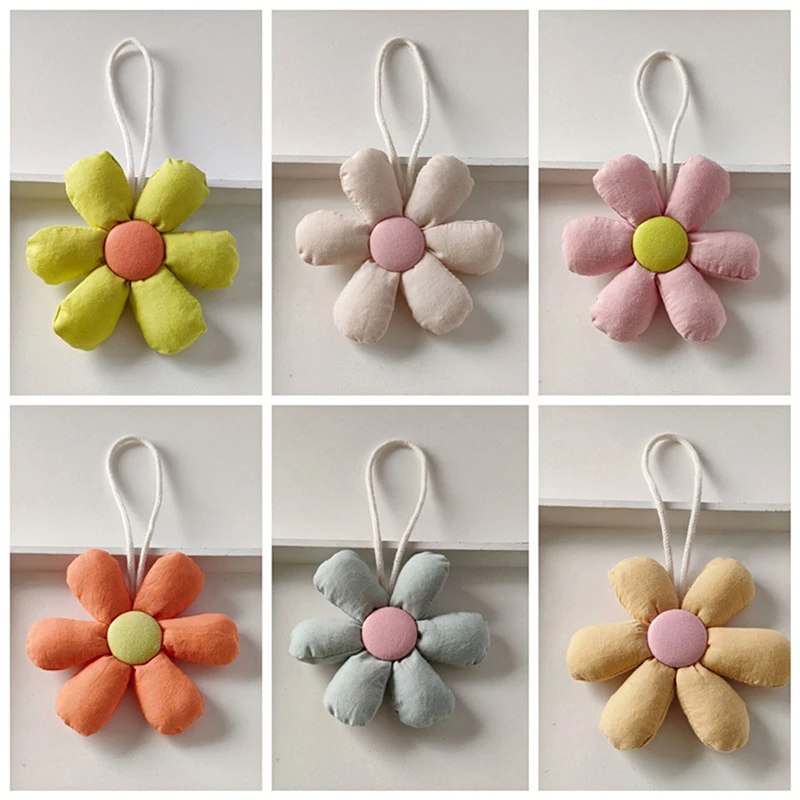 1pcs Fabric Flower Keychain Cute Floral Shape Keyrings For Girl Backpack Pendant Bags Decoration Accessories Cotton Linen