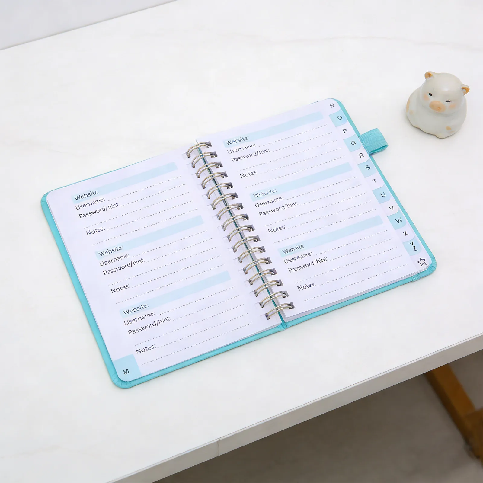 

Alphabetized Password Notebook with Tabs 5.7x4.7 Spiral Bound Small Index Notebook for Website Password Keeper Address and Login