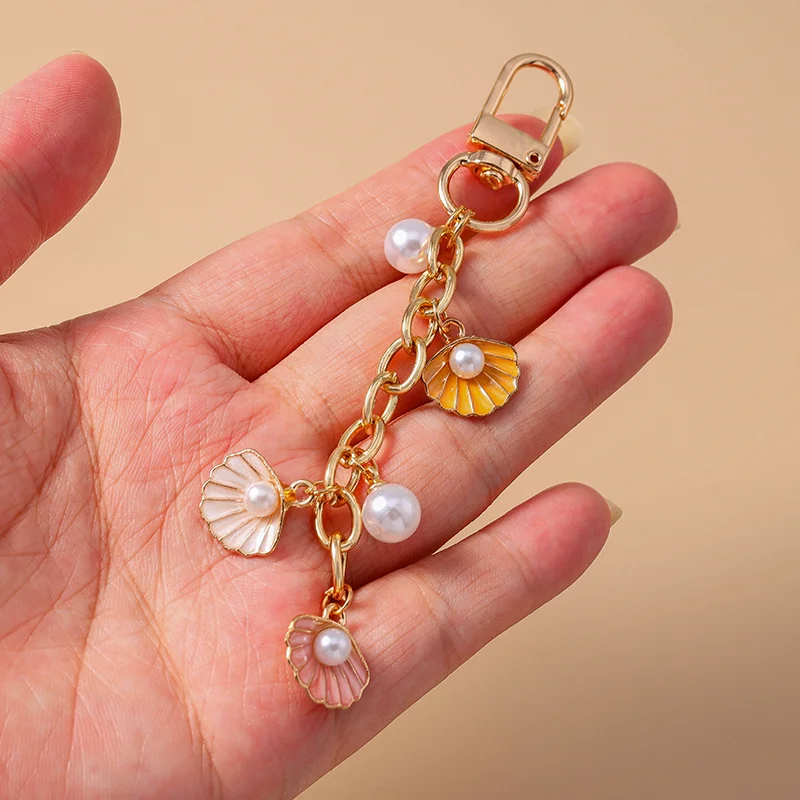 Aihua Niedlicher Schlüsselanhänger Y2K Sommer Strand Perle Muschel Schlüsselanhänger für Frauen Mädchen Handtasche Anhänger Schlüsselanhänger Ozean Urlaub Schmuck Geschenk – Detail 5