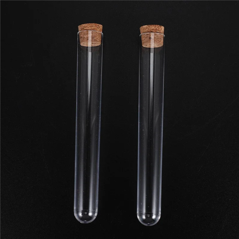 50 Uds 20X150mm 30Ml tubo de ensayo de plástico con corcho, tubo transparente para regalo de recuerdo de boda