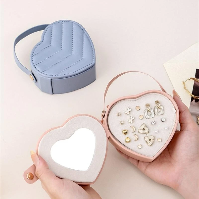 

X6HE Heart Plan Планировщик хранения ювелирных изделий Плотный дорожный футляр для коллекции сережек-обручей