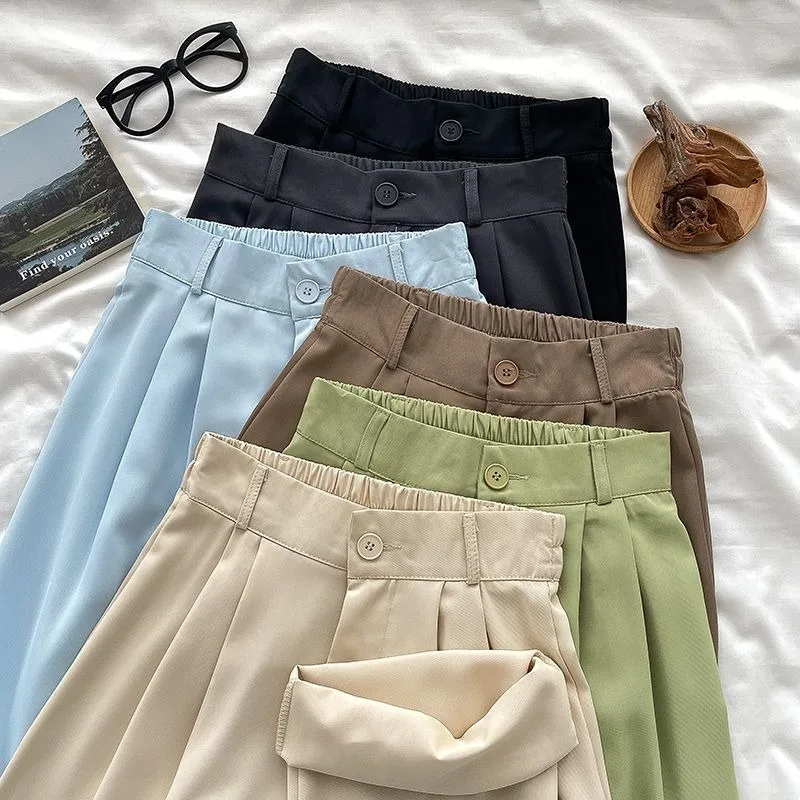 JOEVILU Women's High Waist Straight Ankle Pants Summer Minimalist Office Pants Fluid Silky Tapered Trouser Multi Options Clothes