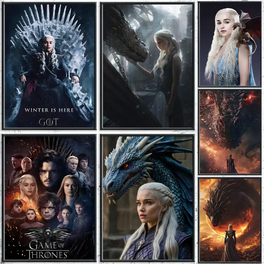 Iconic TV Series G-Game of ThronesS Poster HD Self-Adhesive No Residue After Removal Ideal for All Kinds of Wall Decor