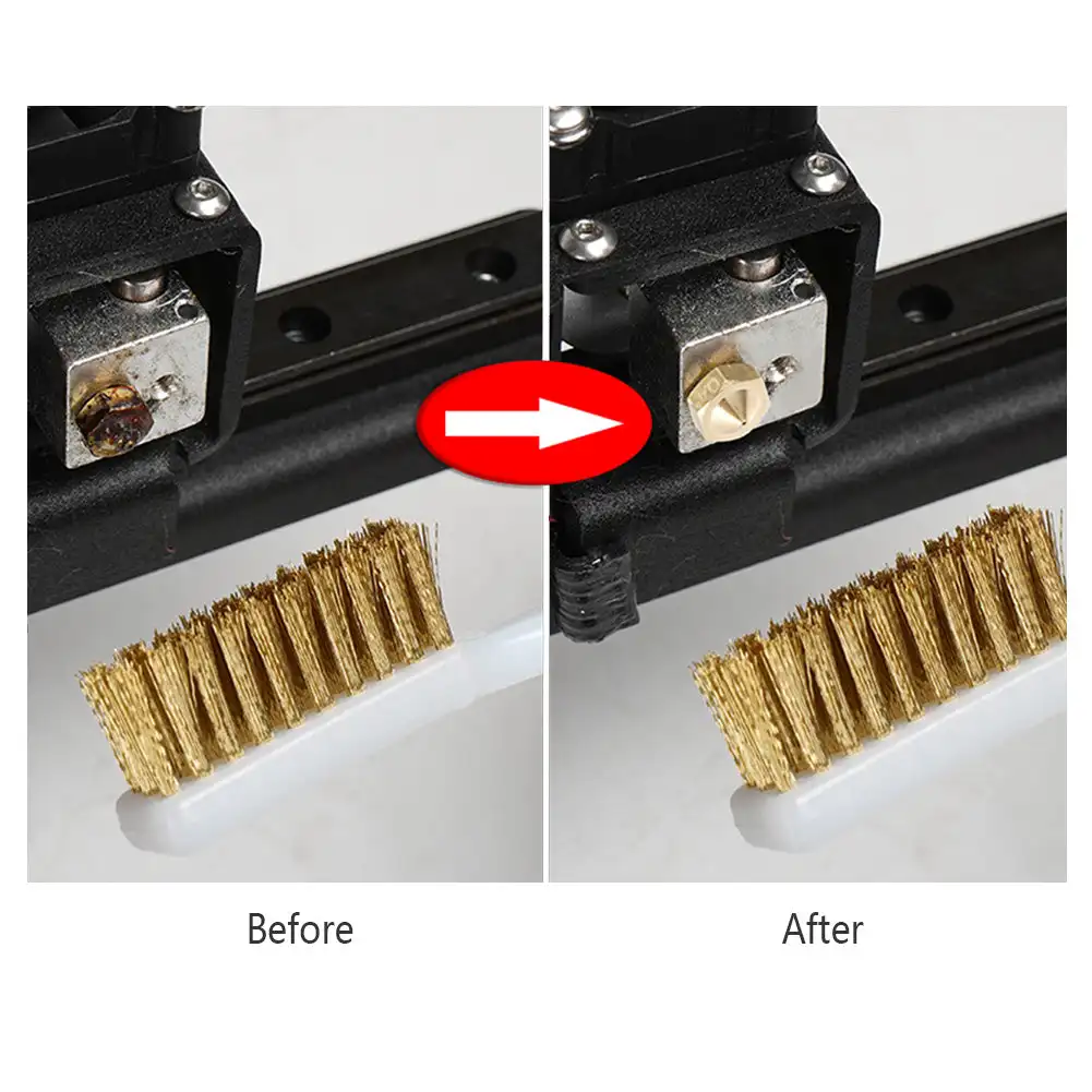 3D Printer Cleaner Tool Wire Toothbrush Copper Brush Handle Cleaner Brush For Nozzle Heater Block Hotend Cleaning Hot Bed Parts
