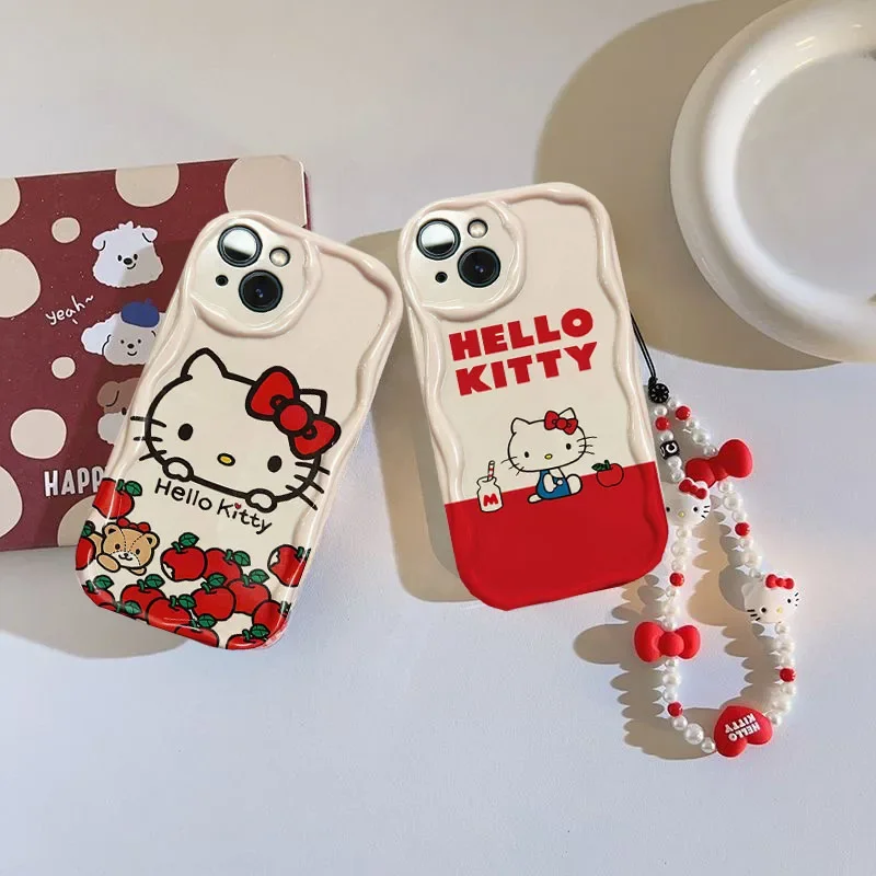 Hello Kitty Strap Kawaii Phone Case For Samsung Galaxy A55 5G A15 A54 A16 A35 A24 A14 A25 S25 S24 Ultra S22 S21 Plus S20 S23 FE