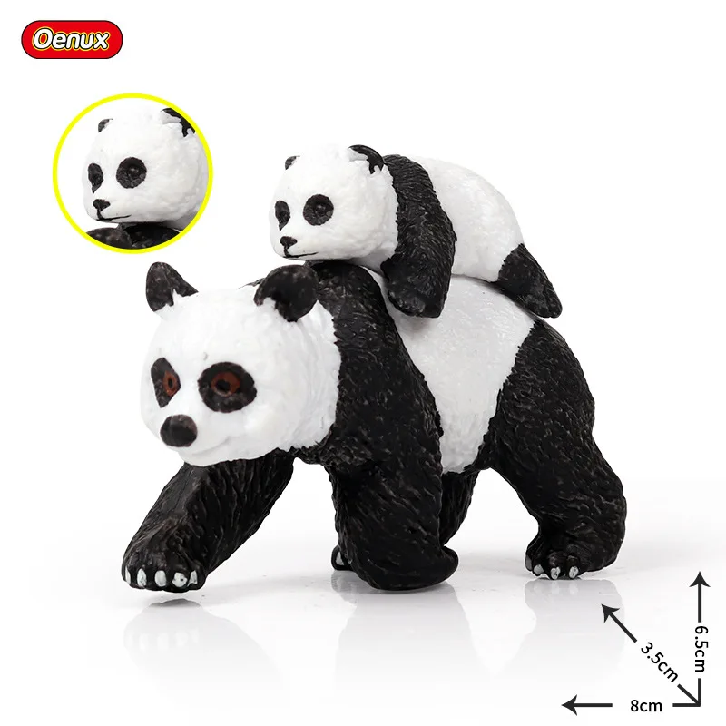 

New Collection Children Static Solid Simulation Wild Animal Model Giant Panda Back Cub Crawling Panda Toy Ornaments