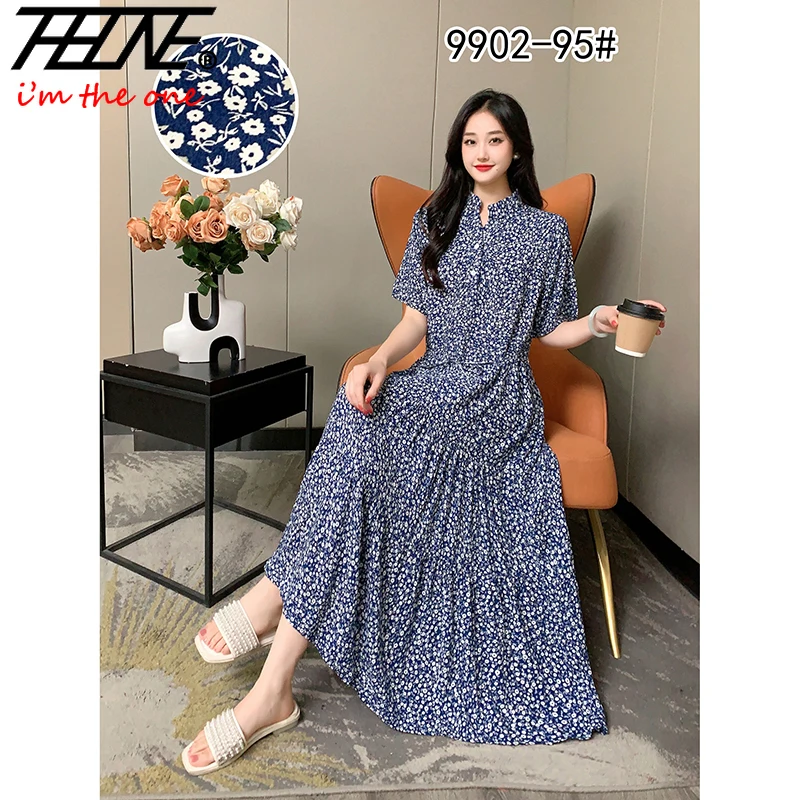 THHONE Women Dress Summer 2024 Long Chinese Style Vestidos De Mujer Print Plus Size Robe Vintage Holiday Casual Fashion Dresses