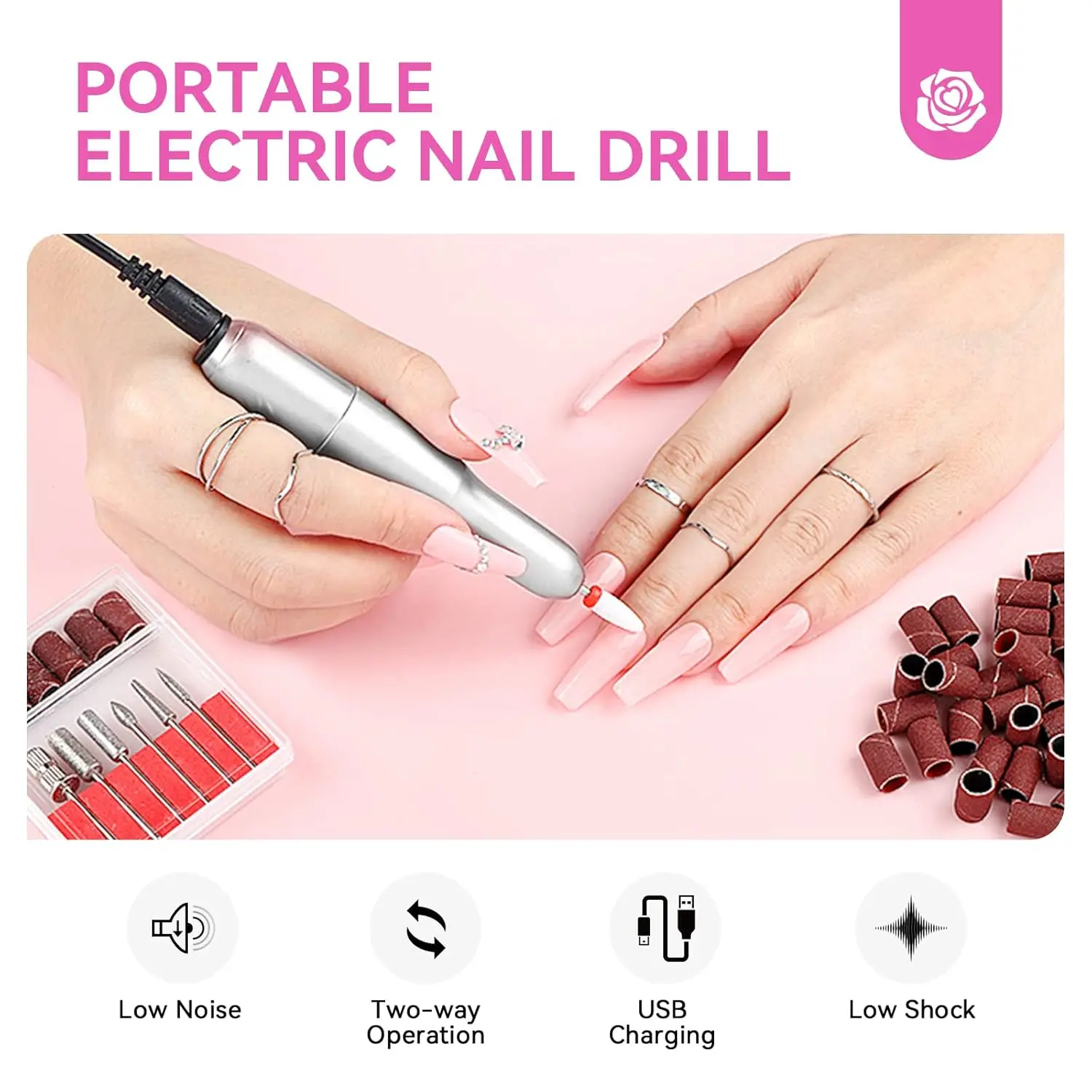 Kit completo de uñas acrílicas con taladro, luz UV, polvo, esmalte y herramientas para decoración de uñas DIY en casa