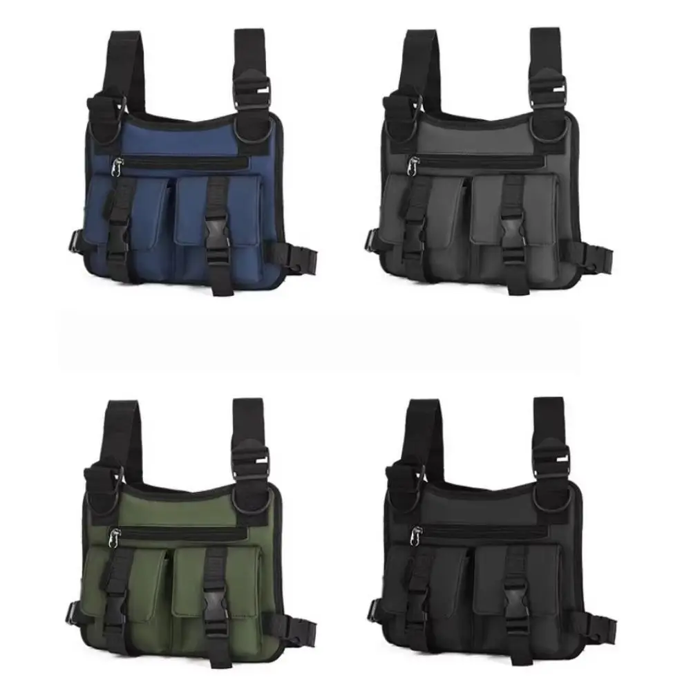 Multi-pockets Running Vest Backpacks Fashion Phone Storage Hip Hop Streetwear Adjustable Unisex Waistcoat Bags Phone Storage