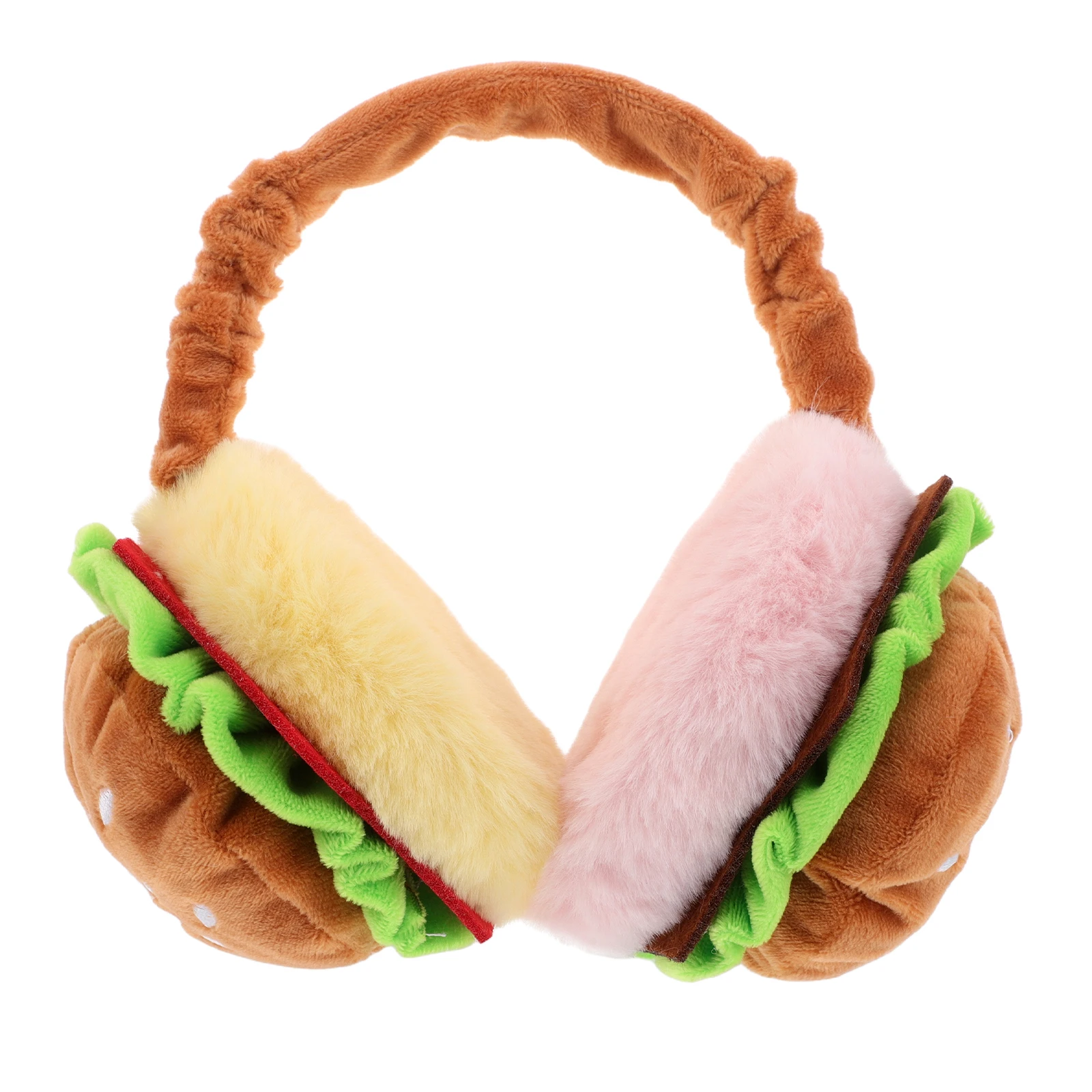 Cute Hamburger Earmuff ears Warmers Cartoon Winter Hamburger Earmuffs Foldable Thermal Fluffy Ear Cover Soft Plush Headband gift