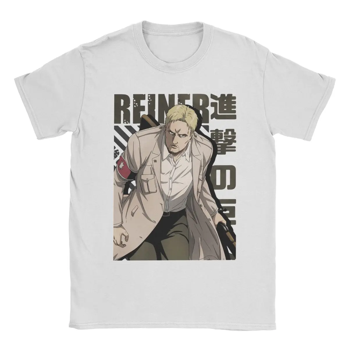 Men Reiner Brauns T Shirts AOT Anime Pure Cotton Clothing Casual Short Sleeve Crewneck Tee Shirt Plus Size T-Shirt