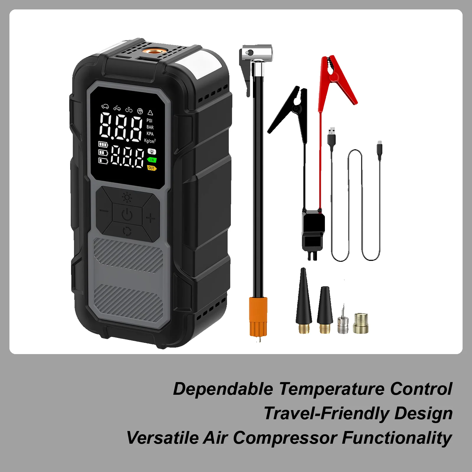 Jump Starter For Car Cold Winter LED Light Power Bank Dead Car Battery Jump Starter For Inflating Tires Long Trips Urban Road