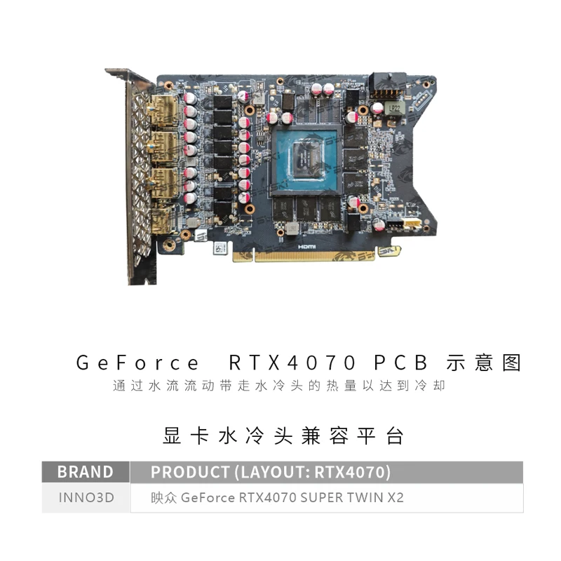 Bykski GPU Water Block for INNO3D RTX 4070 SUPER TWIN X2 RTX4070TI ICHILL X3 Video Card Copper Cooler Radiator N-ICH4070STWIN-X
