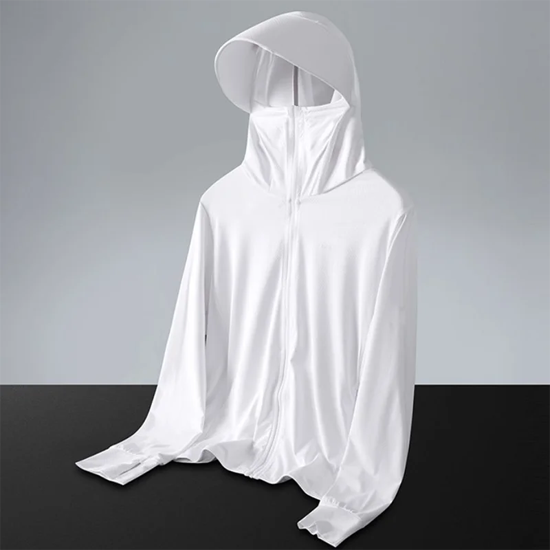 Chaqueta de protección solar UV de verano, chaqueta de pesca para ciclismo Unisex, deporte al aire libre, protección solar, camisas con capucha, ropa, abrigo de seda helada, S-5XL