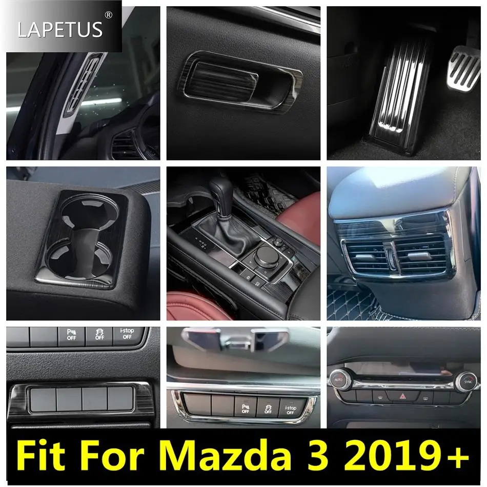 

Water Cup Holder / Shift Gear / Air Outlet / Head Lights Switch Cover Trim For Mazda 3 2019 - 2023 Car Accessories Black Brushed