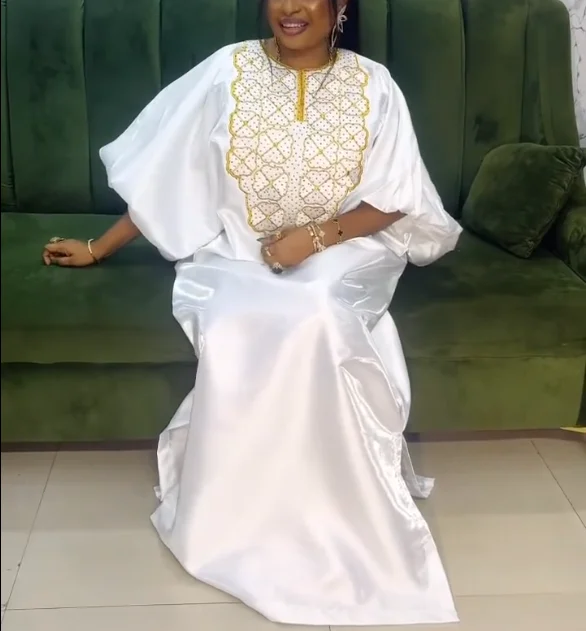 

Traditional African Wedding Dresses Original Embroidery White Boubou Africain Femme Turkey Dresses African Dresses for Woman
