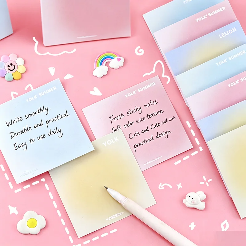 4Pcs Gradient Sticky Notes Set – Halo Ombre Design Memo Pads, Soft Color Aesthetic Gift for School, Office, Home