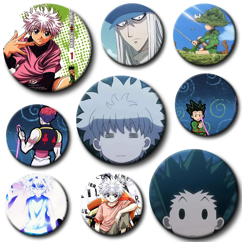 

Anime Hunter X Hunter Brooches Zoldyck Killua Kurapika Freecss Gon Cartoon Badge Snap-in Pins for Backpack Accessories Gifts