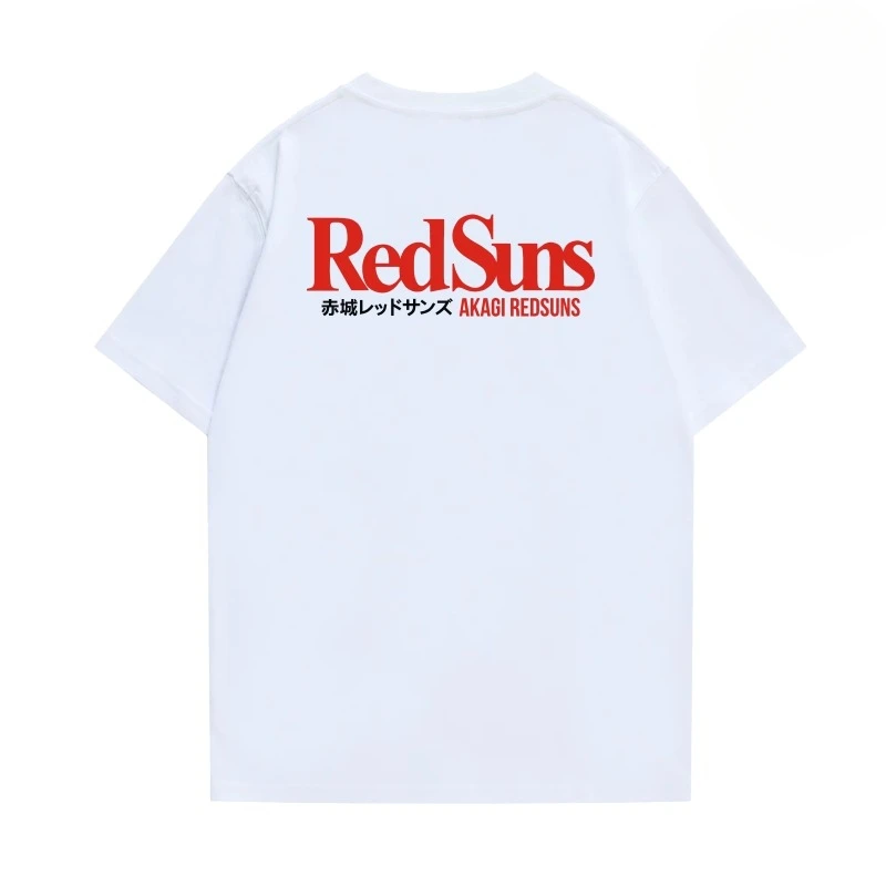 First Text D Around RedSuns Short-sleeved Akagi White Comet RX7 Takahashi Brothers Team Tee Animation Clothing High Quality Tee