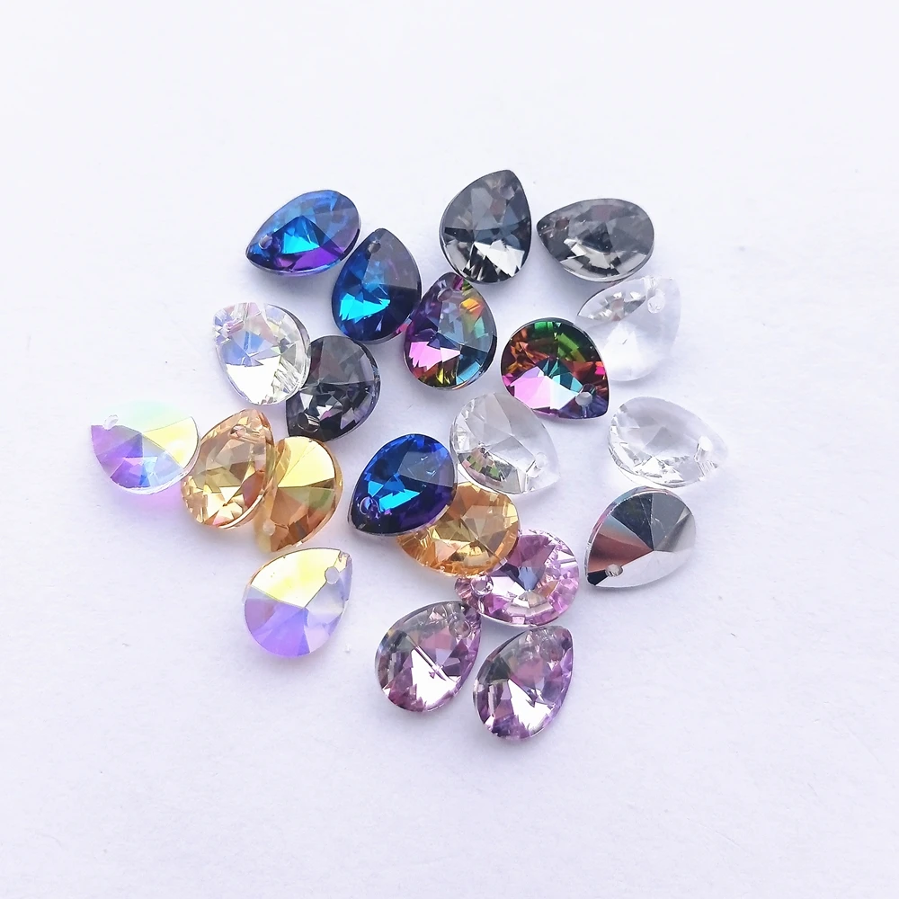 8x10MM XILION Mini Pear Shape Single Hole Glass Rhinestone Pendant High Quality Crystal AB Gemstone for Necklace Accessories