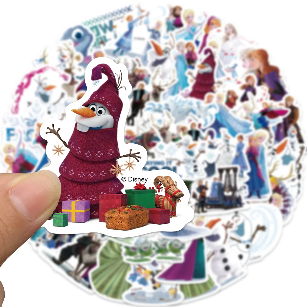 50PCS Movie Frozen Stickers Princess Anna Elsa Kristoff Olaf Cartoon Sticker for Skateboard Laptop Luggage Kid Toy