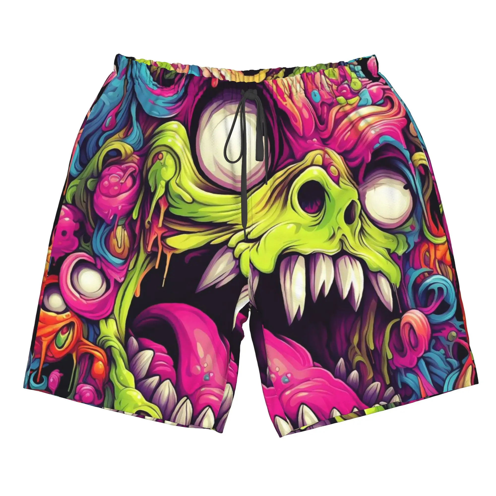 Colorful Skull Graffiti Pattern Trunks Beach Board Shorts Casual Quick Dry Swim Summer Men Pants