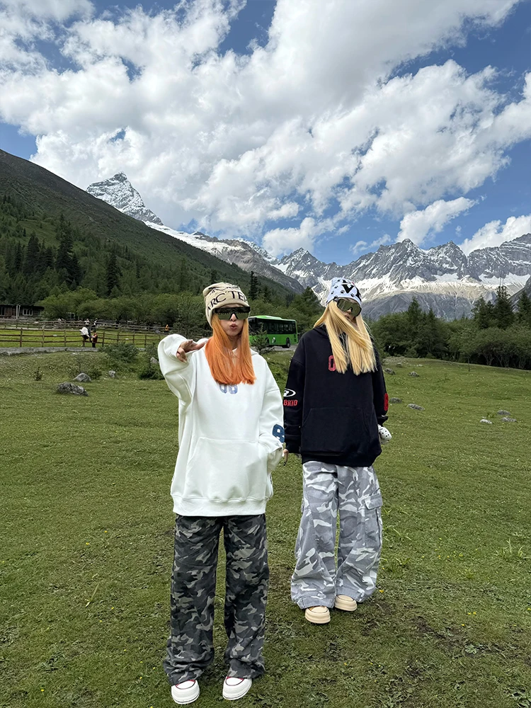 XKUO الأصلي الأمريكية إلكتروني طباعة هوديي ex الخريف جديد فضفاض عصري Jaet زوجين مطابقة سترة طويلة Sve