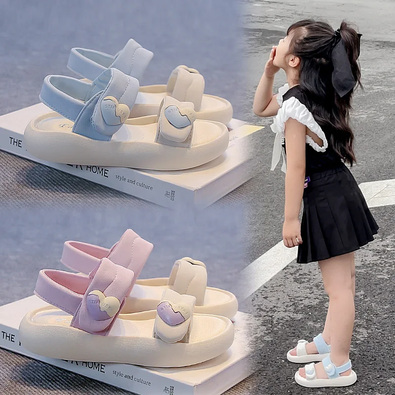 

Girls' summer sandals 2025 new style princess shoes for girls soft sole children's shoes summer outdoor sandals for older girls