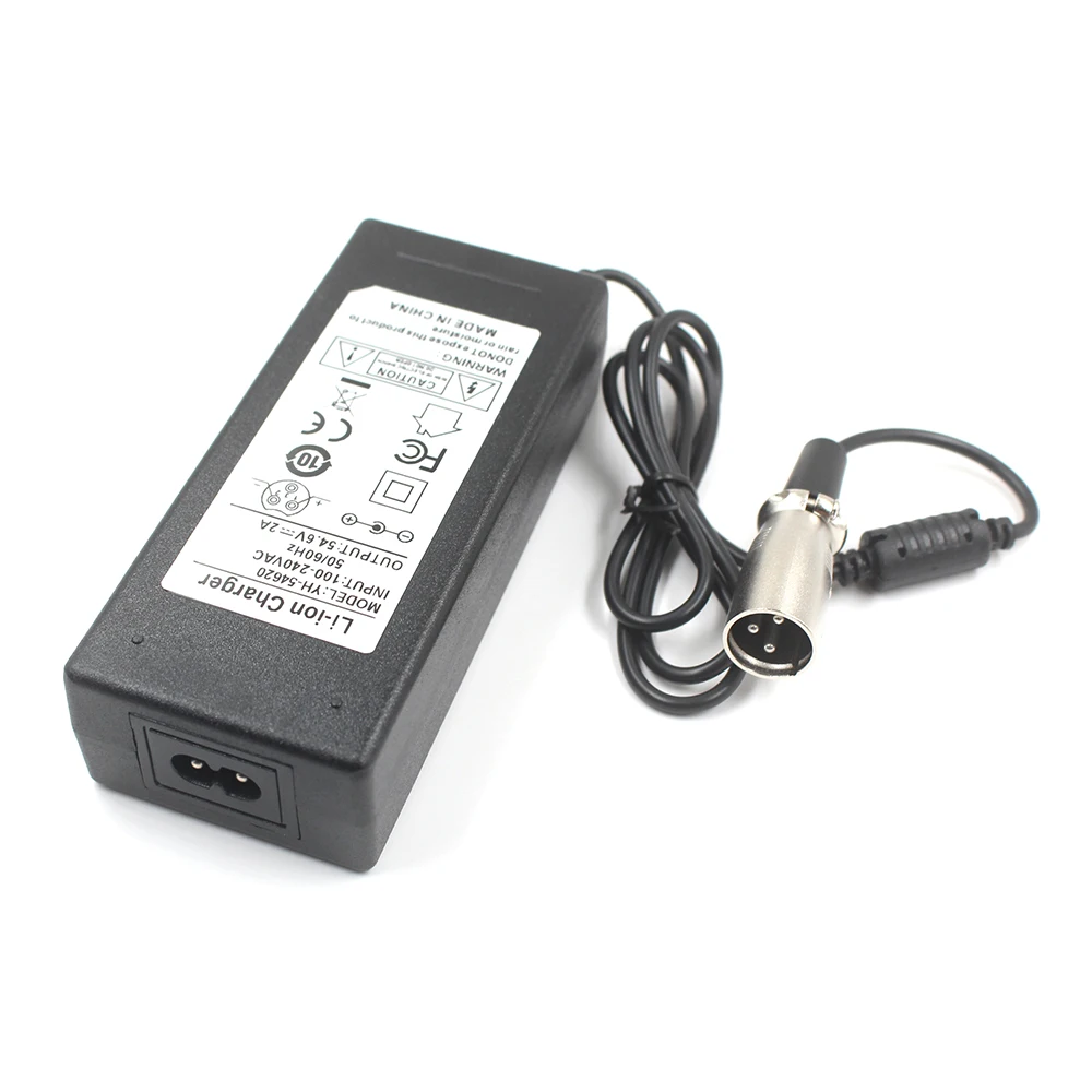 54.6V 2A Lý Ion Sạc 48V 13S Pin Li-ion DC Ổ Cắm/Cổng Kết Nối Sạc XLR 3P