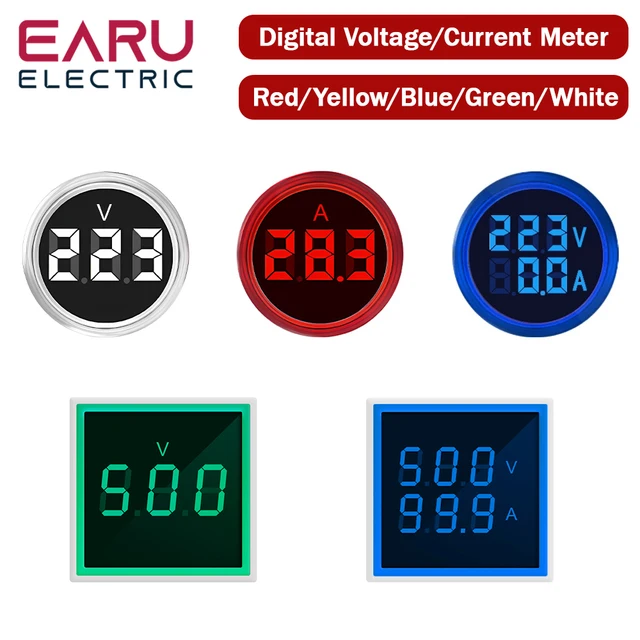 Woltomierz Amperomierz Cyfrowy LED 22MM AC 20-500V 0-100A Światła Sygnalizacyjne Miernik Napięcia i Prądu 220V Tester Detektor