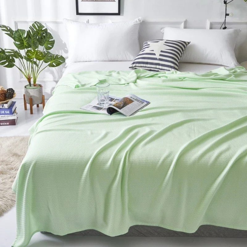 100% Bamboo Fiber Summer Blanket Spring Natural Plant Cooling Quilt Air Condition Comforter Thin Diamond Grid Lightweight Duvet