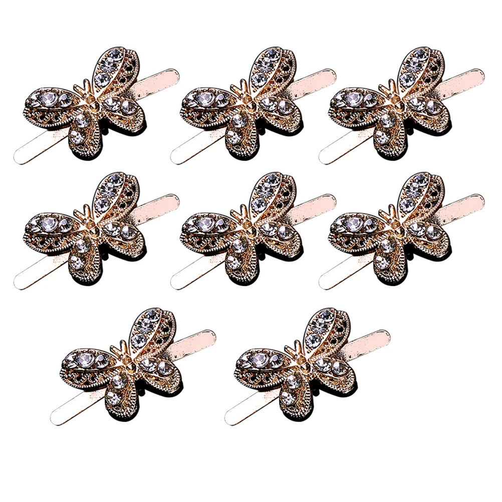 

8 Pcs Metal Shoe Buckle Alloy Shoes Clips Lady Buckles Charms Glass Drill Accessory DIY Women Decor