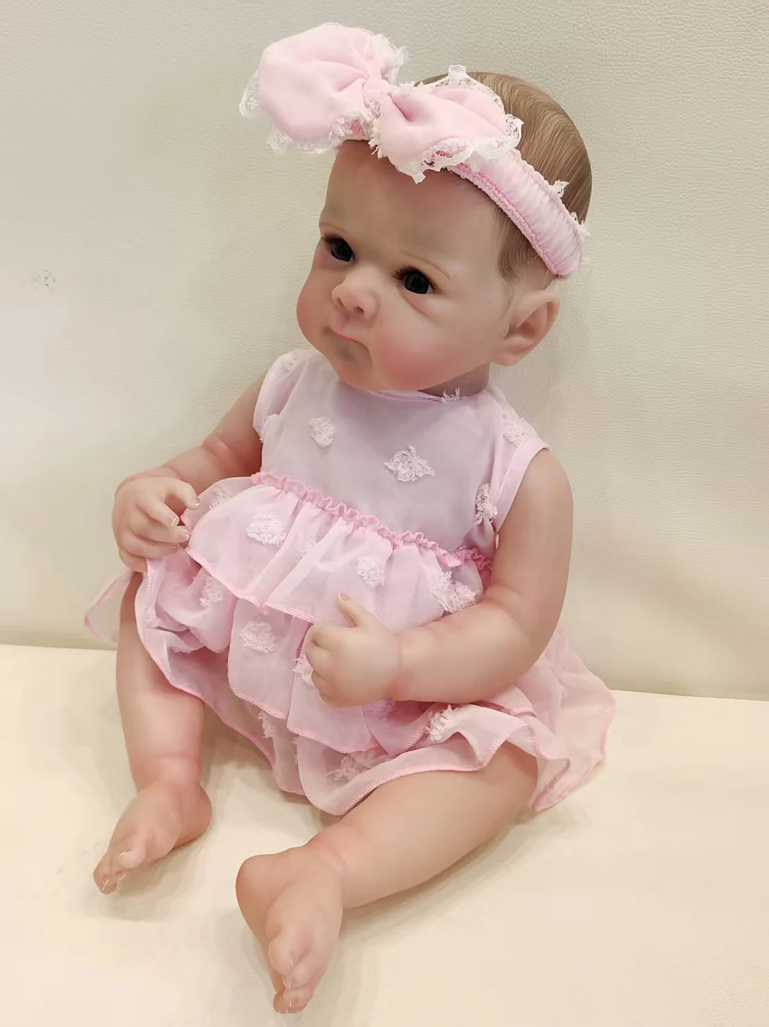 NPK 18inch Lifelike Full Body Bettie Reborn Baby Doll - Newborn Cuddly 3D Skin Hand Draw Hair Multiple Layers Painting