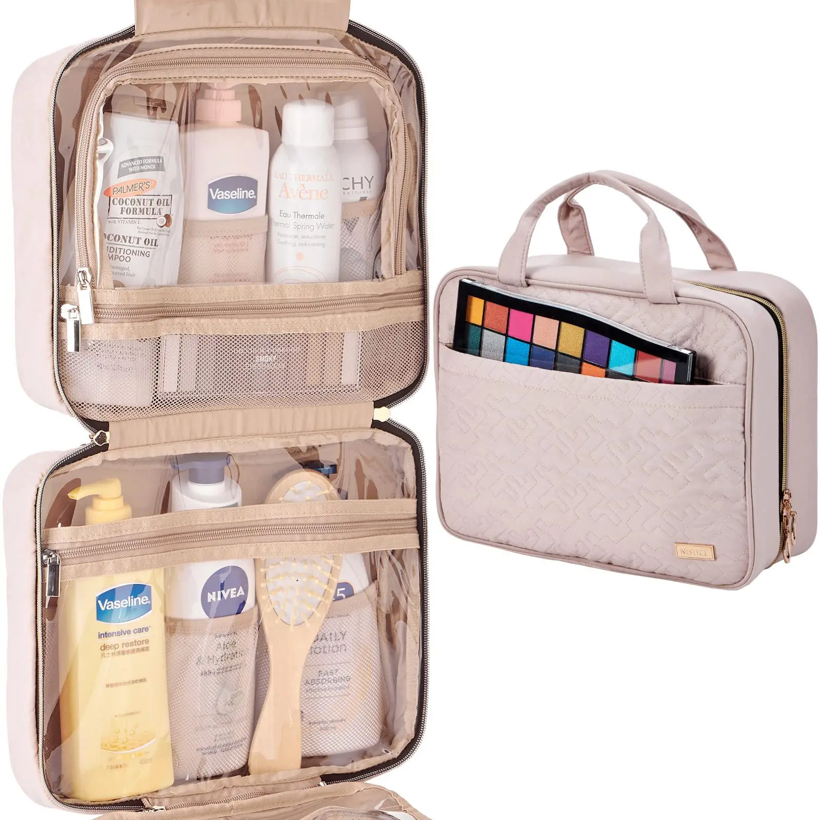 Trousse de maquillage étanche pour femme, trousse à cosmétiques HOHook, trousse de toilette portable pour l'extérieur, trousse de maquillage de voyage