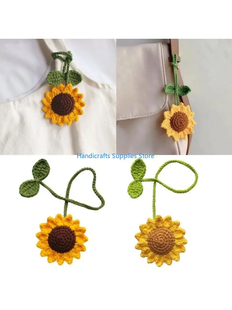 R1WA Thoughtful Hand Woven Ornament Handmade Crochet Sunflowers Thoughgtful Gift Make Someone's Day Special