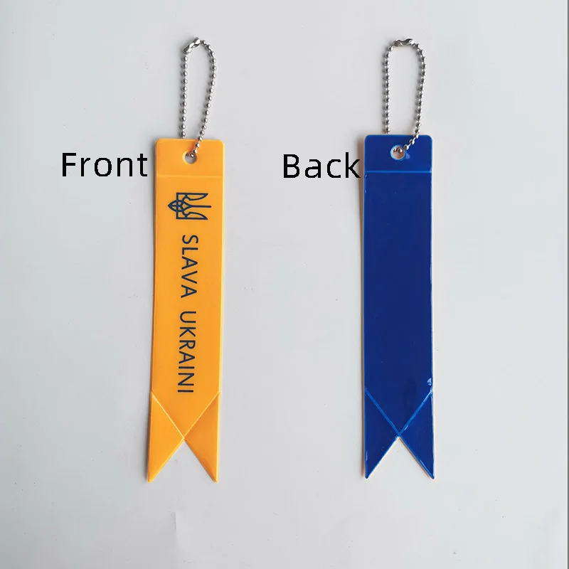 1 Pcs Blue yellow ukraine flag color Streamer Reflective Keychains Charm Bag Pendant Accessories Reflective Tape Keyrings