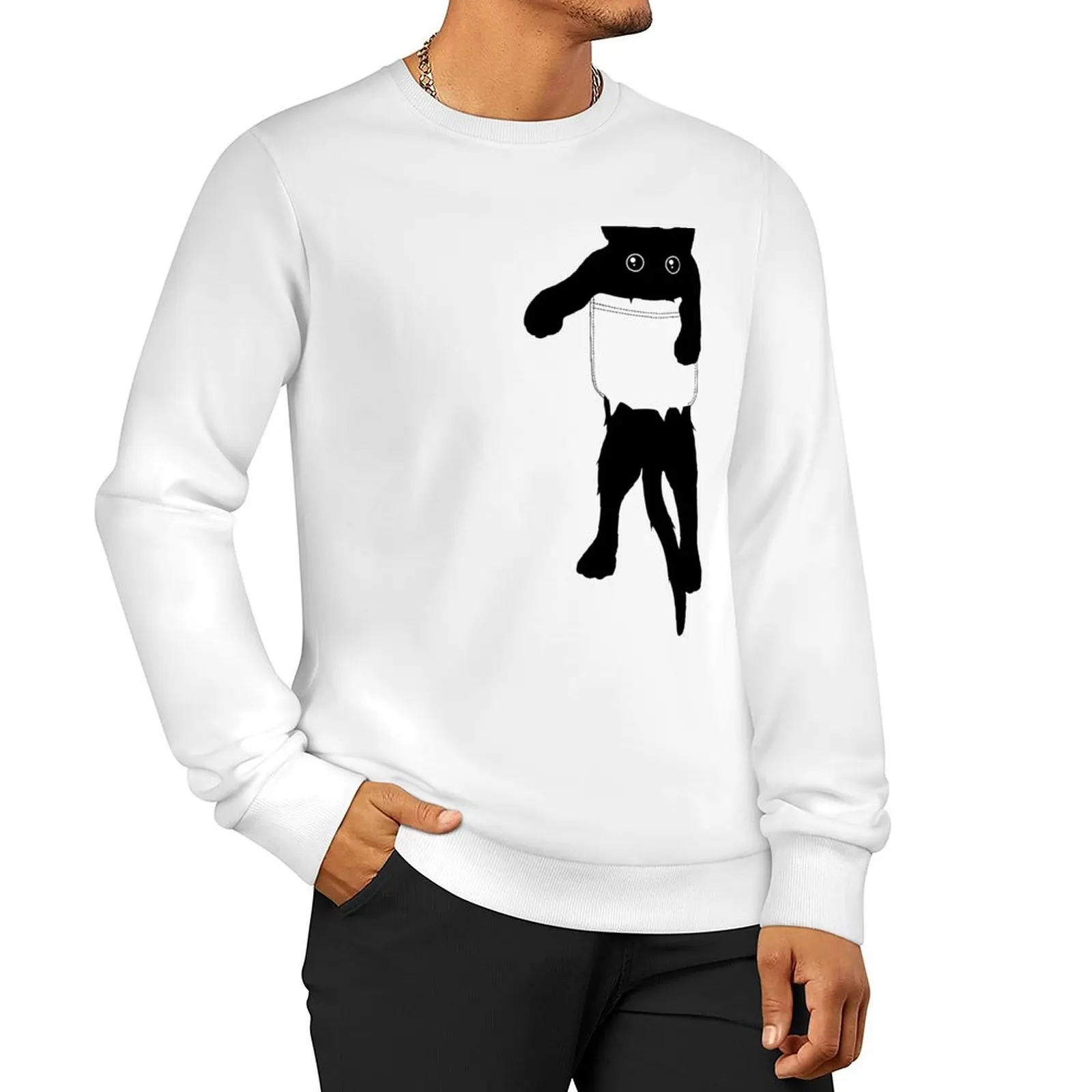 

Hang loose black cat pocket art Sweatshirt men's sweat-shirt set japanese style new hoodies and sweatshirts