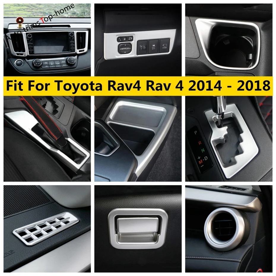 Air Conditioner AC Vent / Hand Brake EPB Button / Water Cup Holder / Glove Box Cover Trim Fit For Toyota Rav4 Rav 4 2014 - 2018