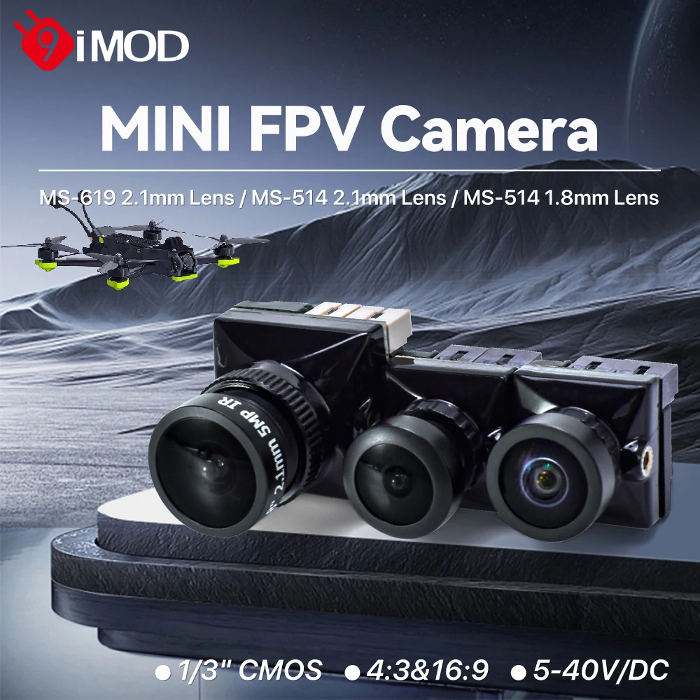 9IMOD Mini FPV Camera MS-514 MS-619 Analog 1500/1800TVL 1.8/2.1mm Lens Super WDR 3DNR Low Light CVBS Camera For Racing Drone