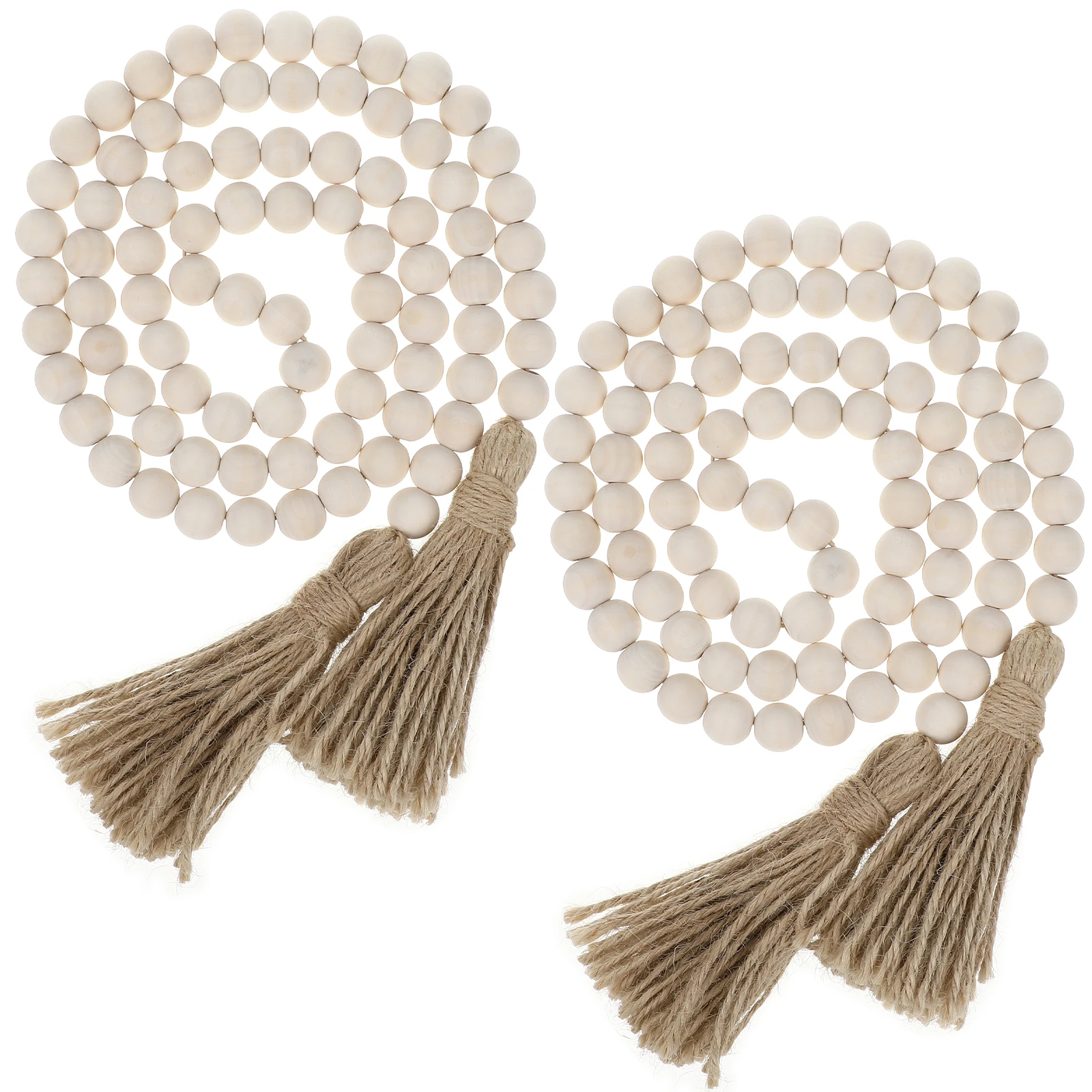 

2 Pcs Wooden Bead Garland Tassel Farmhouse Rustic Decor Wall Hanging Dining Room Table Ornament Home Adornment