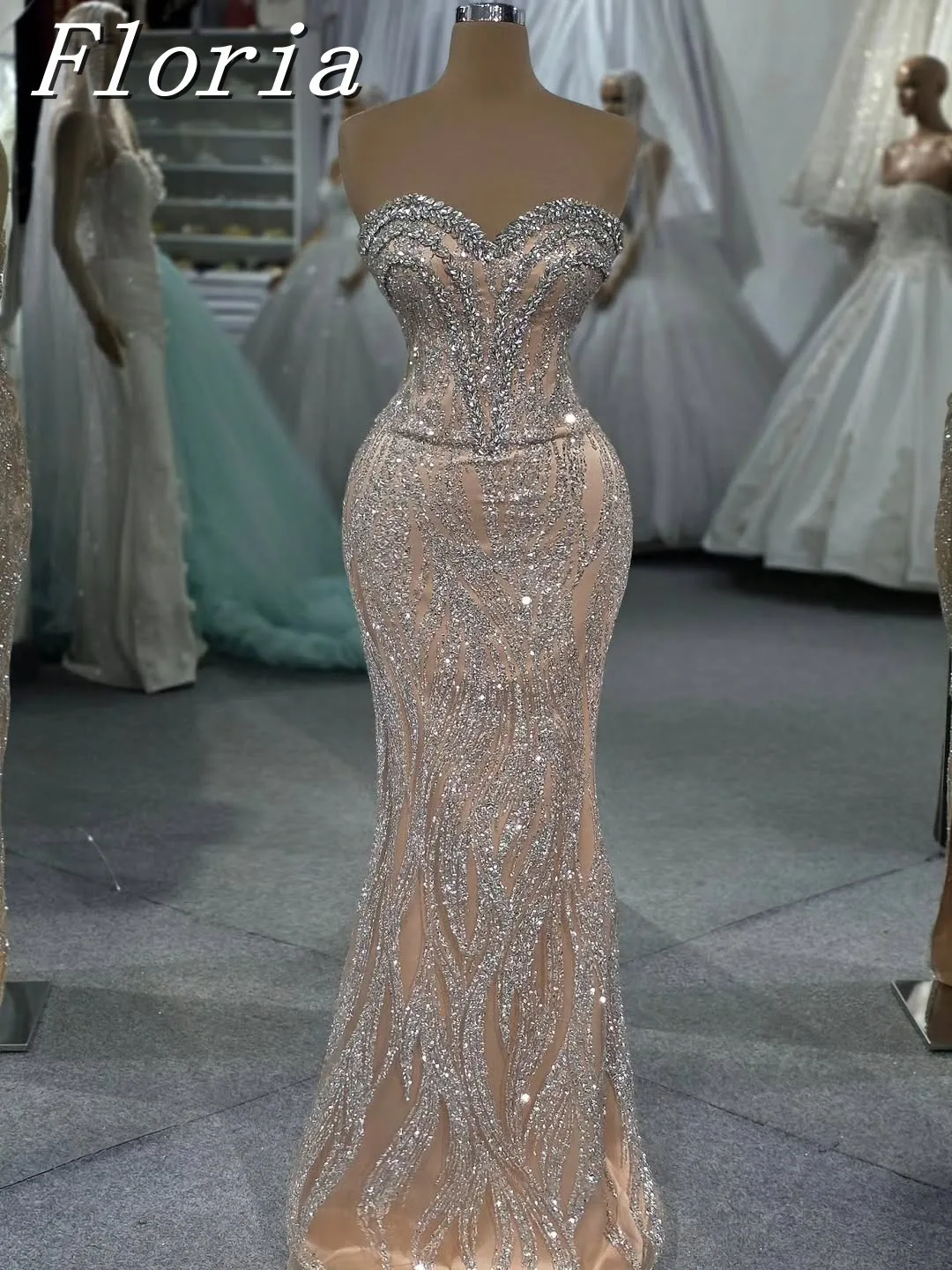 

Customized Stylish Crystal Pageant Dress Sequin Haute Couture Sweetheart Beading Wedding Party Dress Vestidos De Graduacion