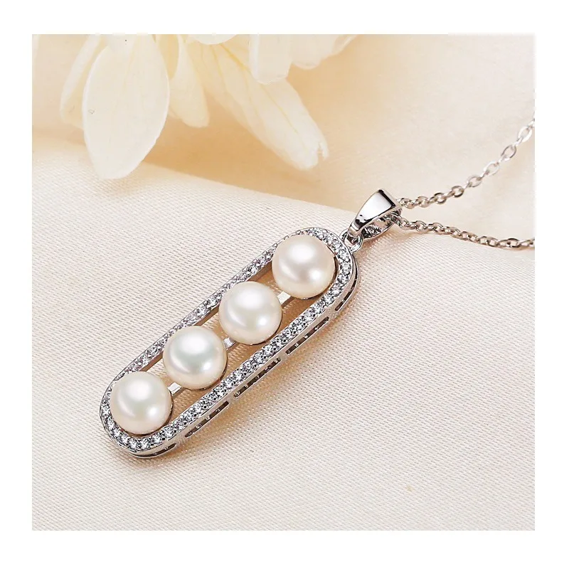 

Accessories New Copper Gold Plated Zirconium Fashion Ping An Bean Multi-Bead Freshwater Pearl Pendant Necklace Women