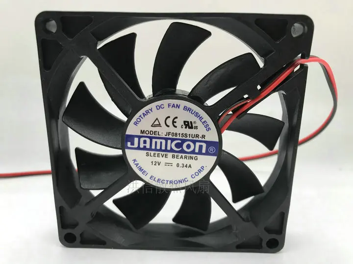 

JAMICON JF0815S1UR-R DC 12V 0.34A 80x80x15mm 2-Wire 80mm Cooling Fan
