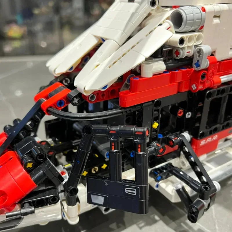 Technical Airbus H175 Rescue Helicopter Educational Model Compatible 42145 Building Blocks Spinning Rotors Motorised Kids Toys